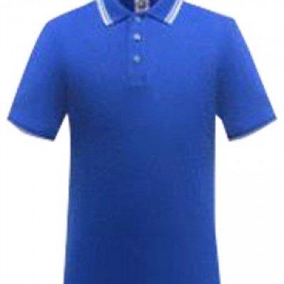 SKP023 manufacturing short-sleeved Polo shirt design striped collar short-sleeved Polo shirt short-sleeved Polo shirt supplier business group activities front view